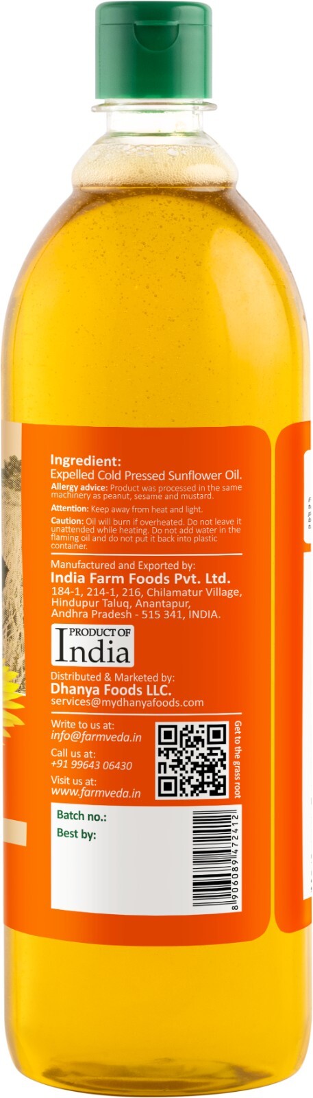 Cold Pressed Sunflower Oil - 1 L